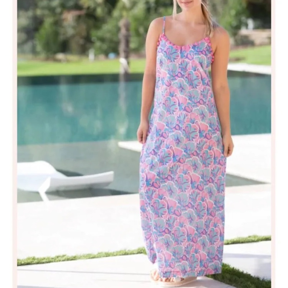 Simply Southern spaghetti strap tropical Maxi size L